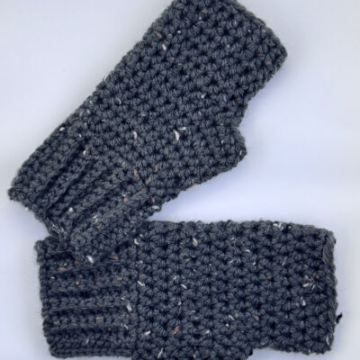 Tweed Gray Fingerless Gloves